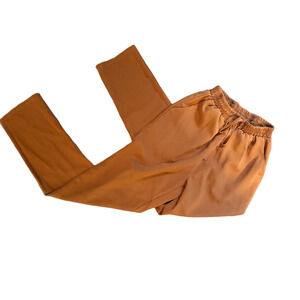 MISSGUIDED RUST ORANGE ELASTIC WAIT STRAIGHT LEG PANTS WITH TIE